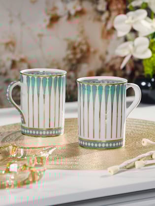 Seaside Bloom 24K Gold Plated Mugs (Pack Of 2)