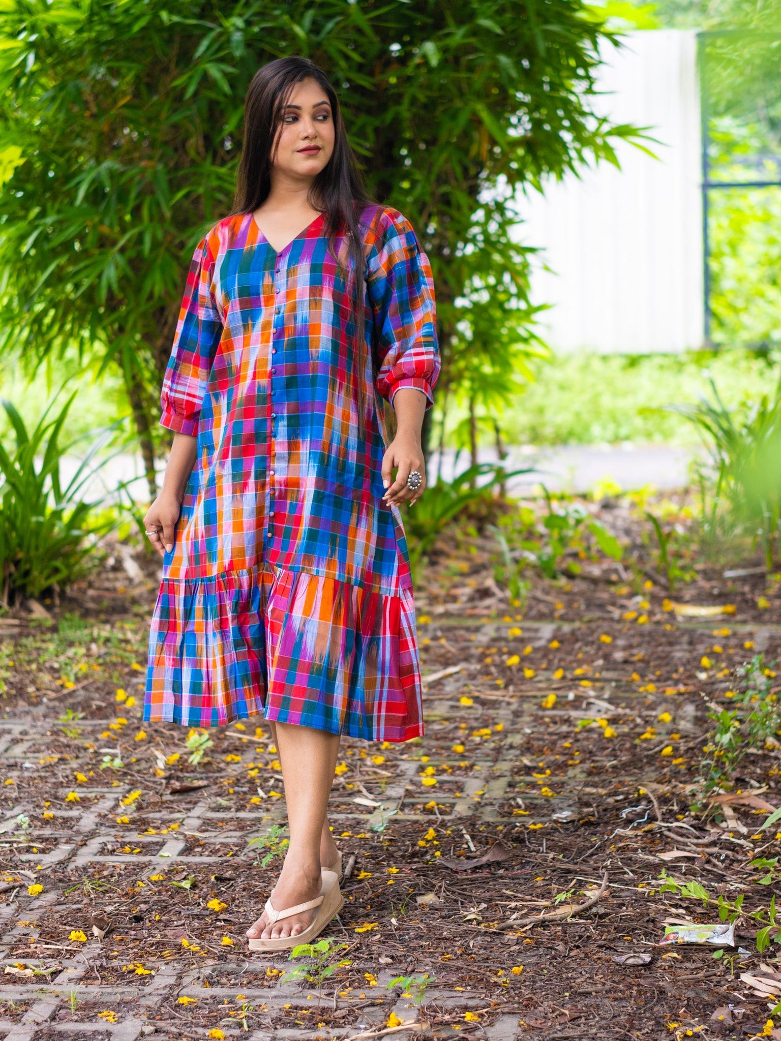 Handloom Sustainable Cotton Gamcha Dress-M