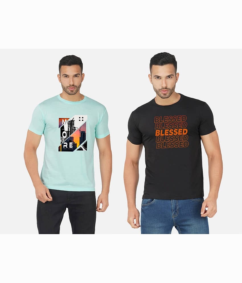 CHOZI Pack of 2 Cotton Blend Regular Fit Men's T-Shirt ( Multicolor )