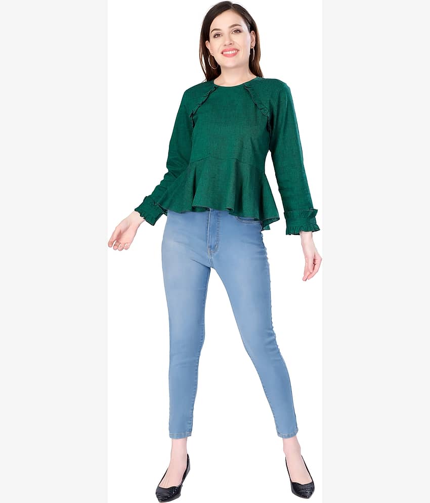 Mantra Fashion Women's Cotton Regular Top ( Green )