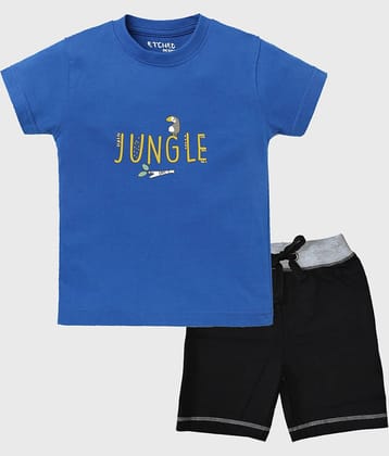 ETCHED DESIGN Pack of 1 Boys Cotton T-Shirt & Shorts Set ( Multicolor )