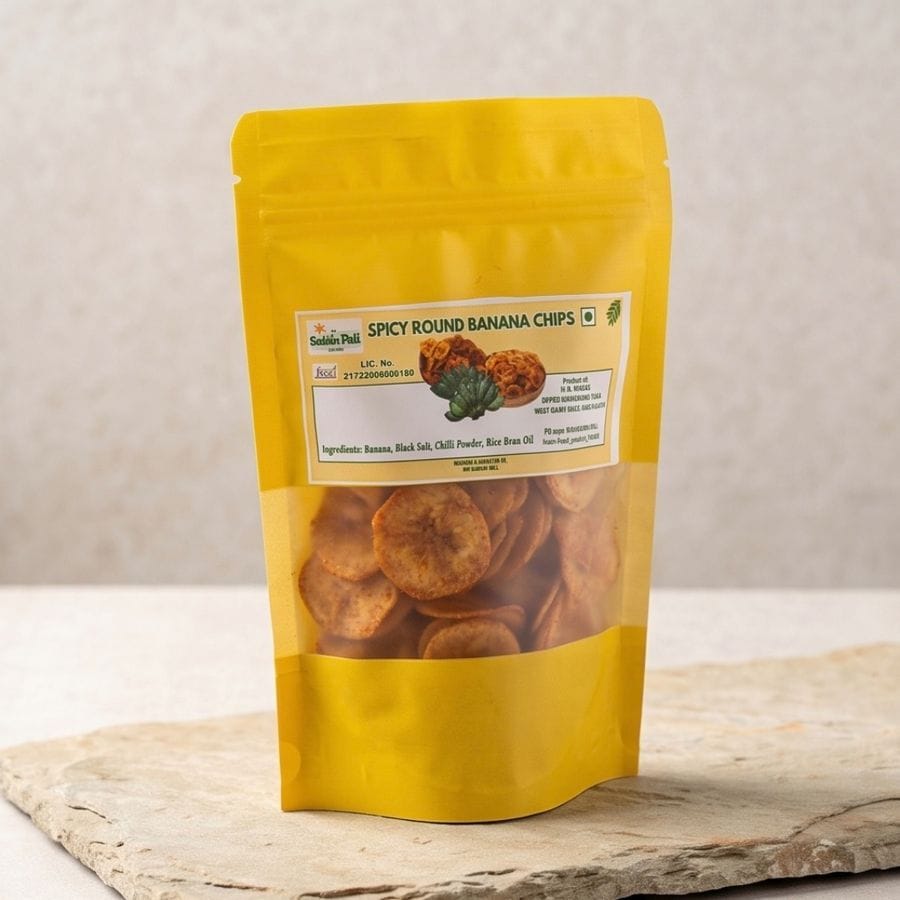 Sakkin Roll Spicy Round Banana Chips - 100 gm - One stand-up pouch