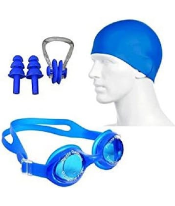 EmmEmm Swimming Combo Kit - 1 Swimming Cap 1 Swimming Goggle 1 Pair Ear Plug & 1 Nose Pin