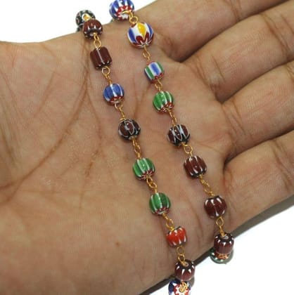 Multicolor Chevron Beaded Chain 6-8mm-MultiColor / Glass