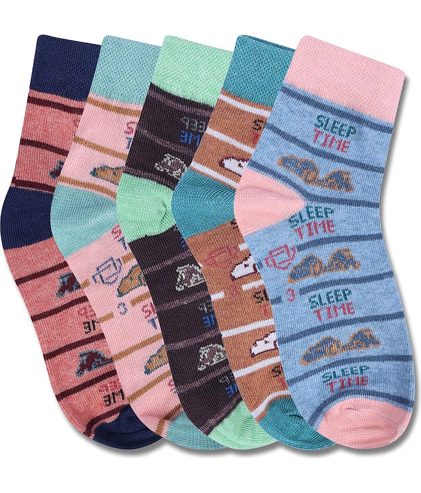 Dollar Multicolor Cotton Blend Boy's Ankle Length Socks ( Pack of 5 )