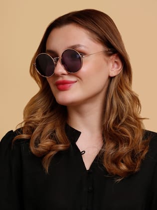 SUNNIES Large Full Frame Metal.Plastic Round Animal.Print UV Protected Women Sunglasses-SNS-11698-C041