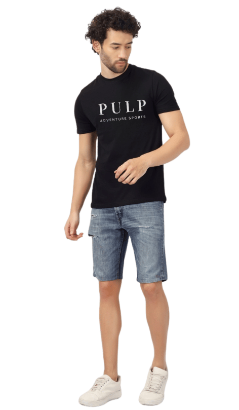 pulp - adventure sports black t-shirt | 100% natural cotton Navy / XL