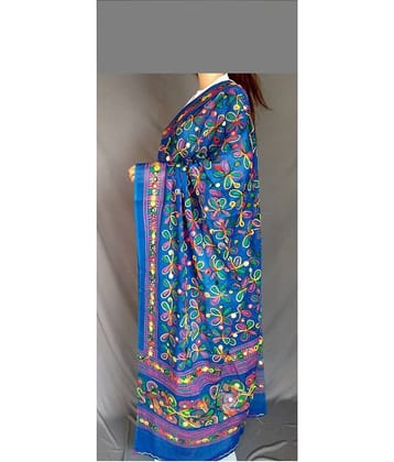 Apratim Blue Cotton Kutch Embroidered Dupatta
