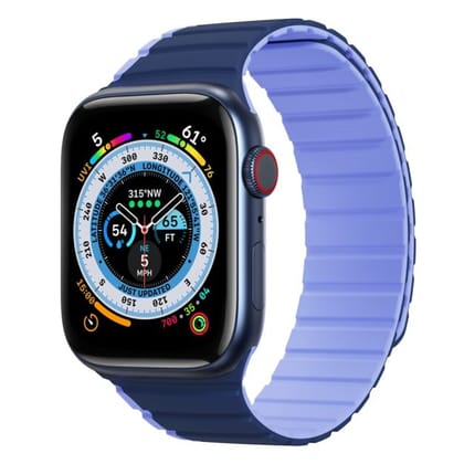 Luxury Dual Tone Silicone Magnetic Loop By iSerieshub For Apple Watch-Dark Blue Baby Blue / 44 - 45 - 46 - 49MM