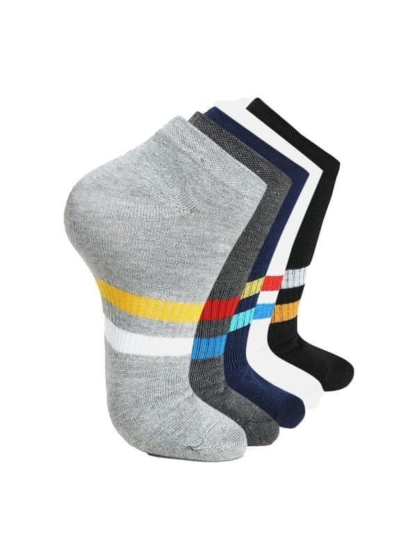 5 Pairs Men's & Women's Casual Cotton Blended Printed Ankle length Socks (Assorted)-PID47586