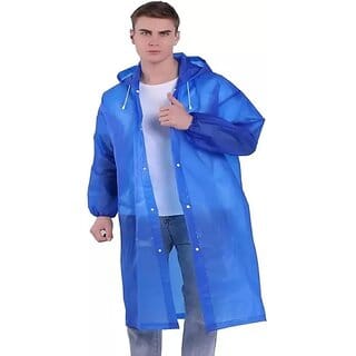 Men's Polyester Long RainCoat Pocho Barsaati with Adjustable Cap and Cover (Pack of 1)