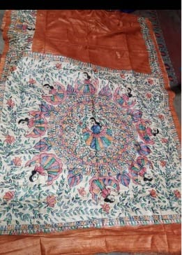 Ghicha Madhubani silk saree