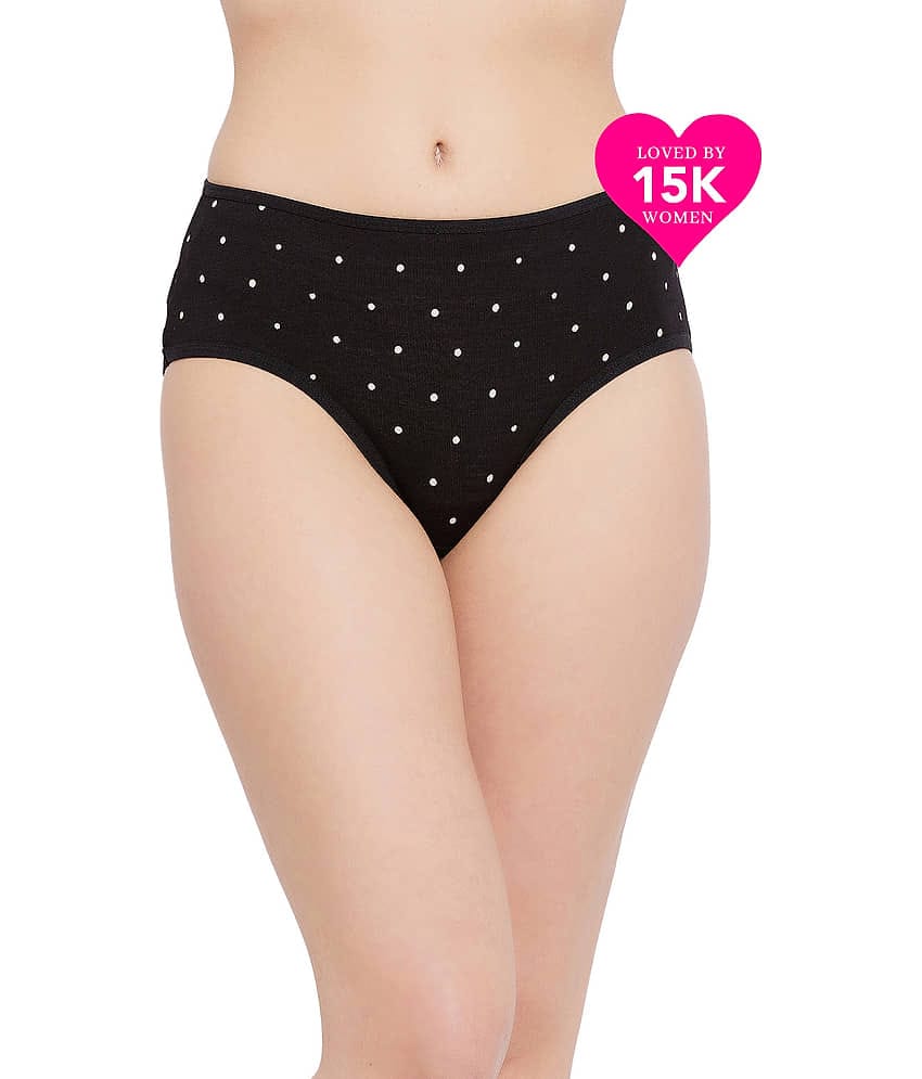 Clovia Cotton Printed Women's Hipster ( Black ) Hipster