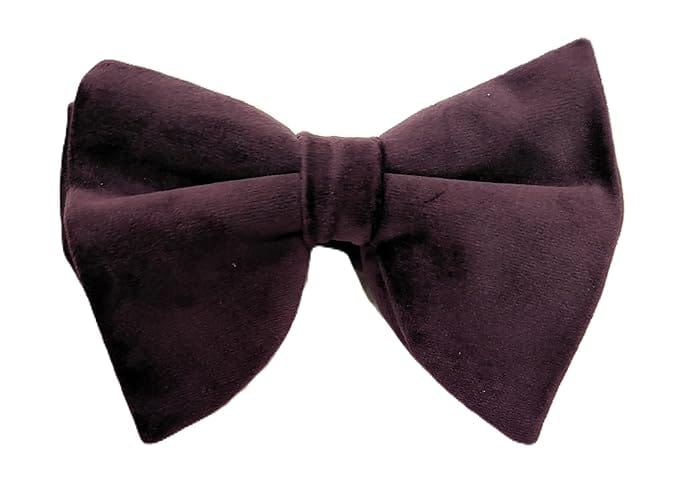 VOICI Men's Velvet & Satin oversized Bow & Pocket Square Tie Black Color Free Size best for Tuxido dinner jackets - Dark Wine Oversized