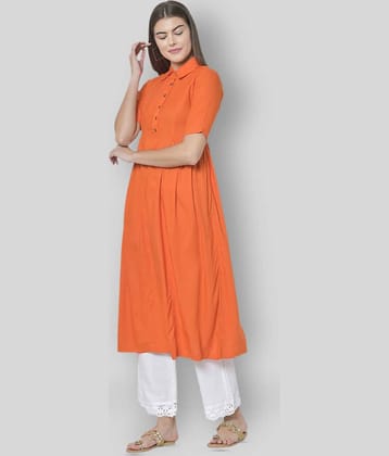 Pistaa - Orange Viscose Women's Flared Kurti ( Pack of 1 )