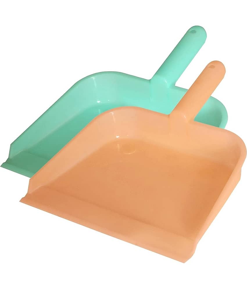 Plastic Cleaning Dustpan | Dust Picker with Long Handle for Home | Unbreakable Dust Collection Pan | Pack of 2