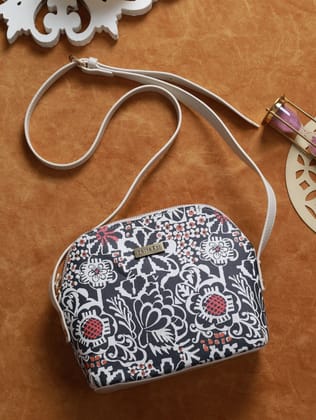 Black Floral Motif Sling Bag
