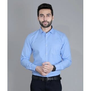 Baleshwar Men Light Blue Solid Regular Fit Formal Shirt