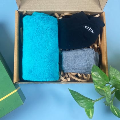 Bamboo Women Gift Set 1 - Ankle Socks, Hand Towel & Bandana-Black Ankle Socks | Teal Hand Towel | Dark Grey Bandana