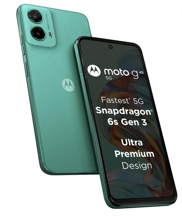 Motorola G45 5G (Brilliant Green, 8GB RAM, 128GB Storage) | 6.5" FHD+ Display | Snapdragon 6 Gen1 Processor | 50MP Camera | 16MP Front Camera | 5000mAh Battery | 33W Charging