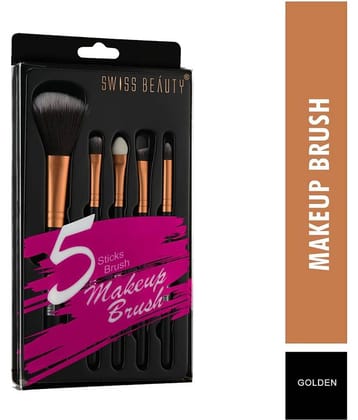 Swiss Beauty Professional Eye & Face Brush Set (Golden), 5pcs