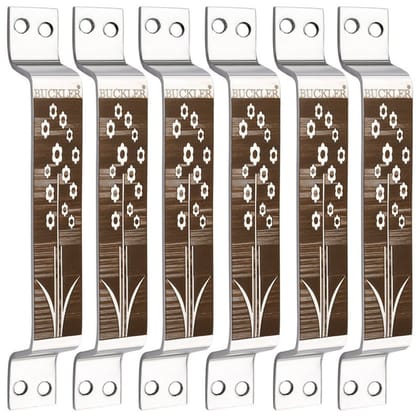 BUCKLLER Stainless Steel Door & Cabinet Handles, Knobs Handles-Size-6 Inch-6 Pcs-Laser Printed Design-SSL04