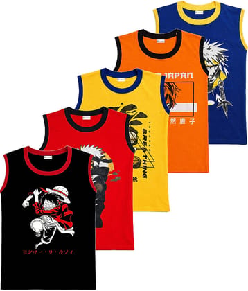 SILVER FANG Pack of 5 Boys Cotton T-Shirt ( Multi Color )