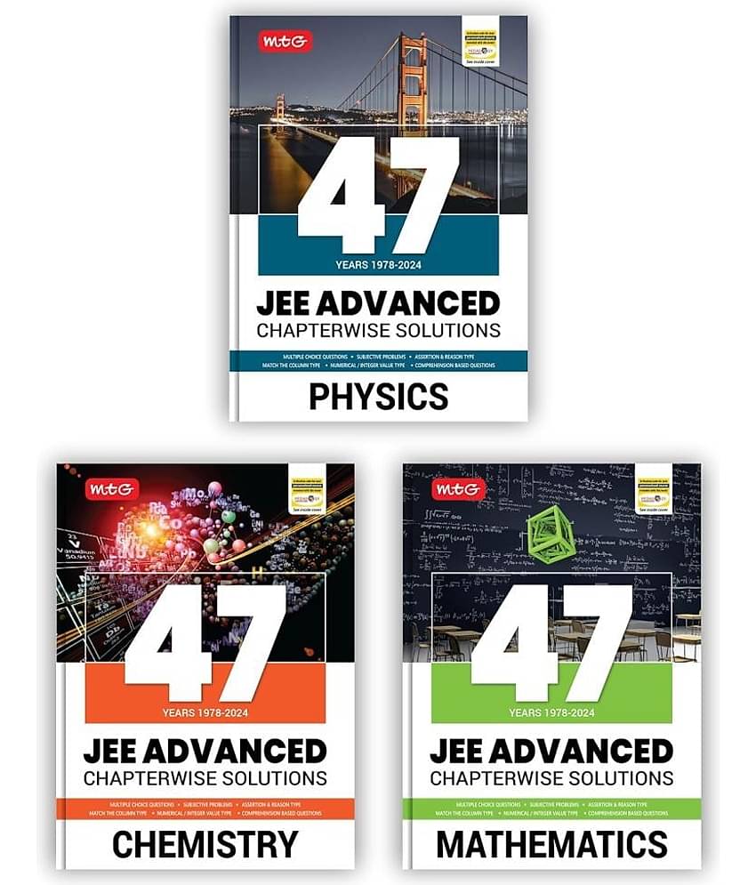 MTG 47 Years JEE Advanced (1978-2023) Chapter-wise Previous Years Solved Question Papers Physics, Chemistry & Mathematics | JEE Advanced PYQ For 2025 Exam (Set of 3 Books)