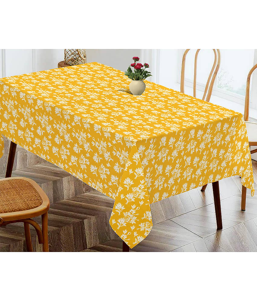 Oasis Hometex Printed Cotton 4 Seater Rectangle Table Cover ( 152 x 138 ) cm Pack of 1 Yellow