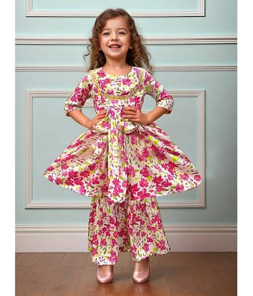 A.T.U.N. Pack of 1 Girls Polyester Kurti With Pajama ( Light Pink )