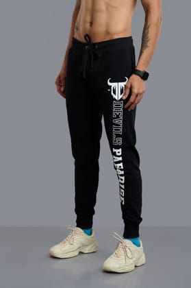 Devils Swag Printed Black Joggers for Men S