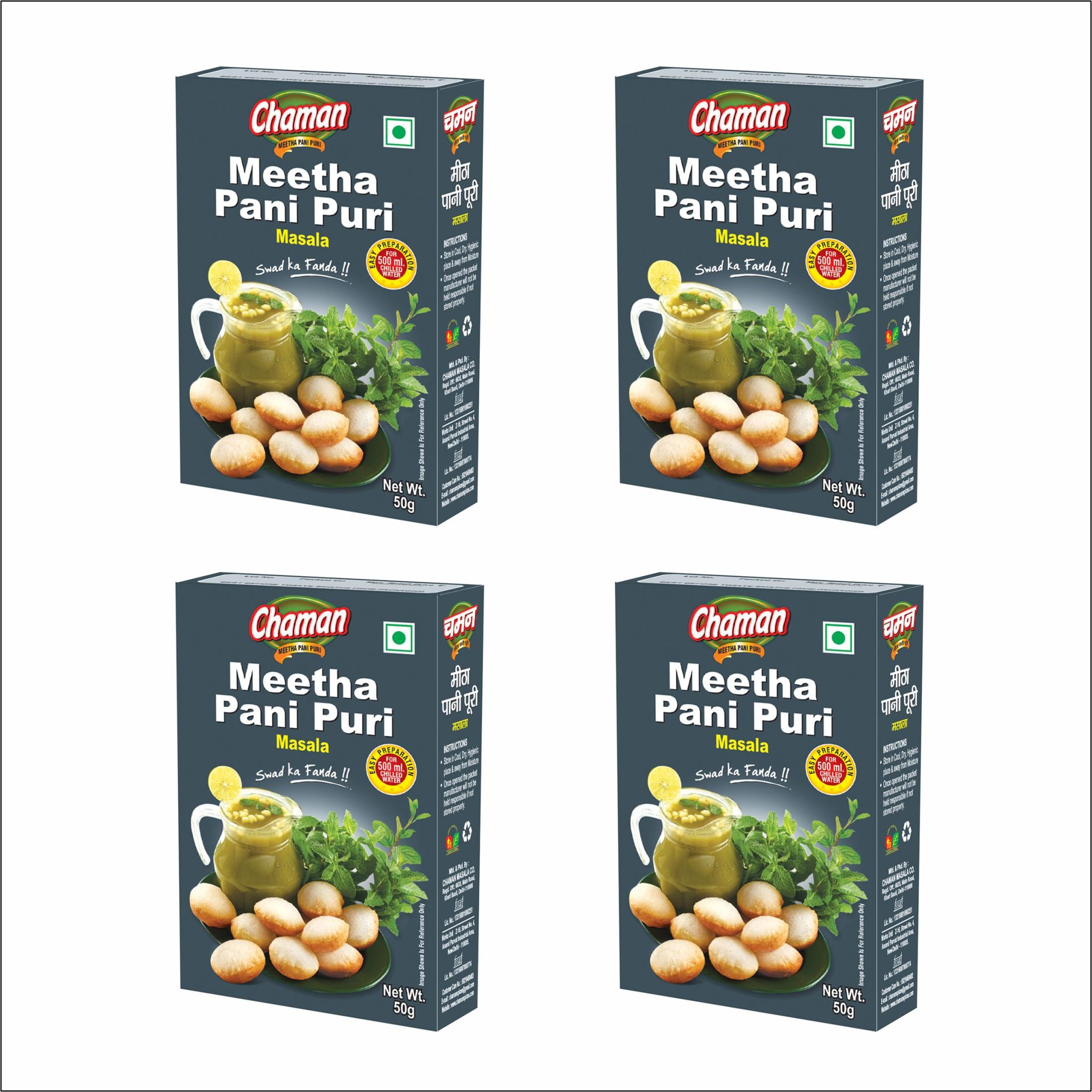 Chaman Meetha Pani Puri Masala, 50 gm - Pack of 4