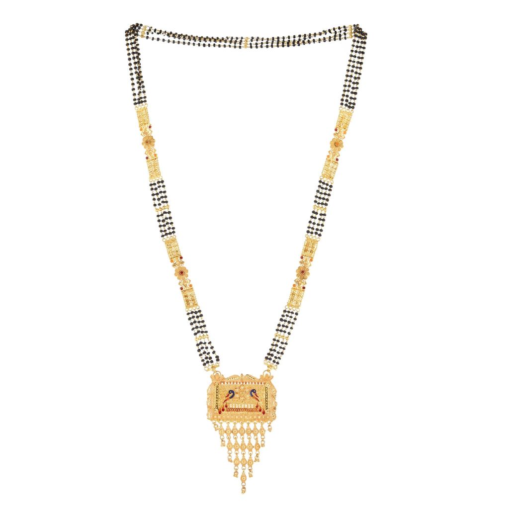Gold-Plated Mangalsutra with Black Beads for Women