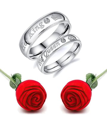 FASHION FRILL - Silver Couple Ring ( Pack of 2 )