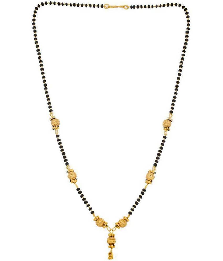 Jewar Mandi Mangalsutra Kanthi Gold Plated Simply Look Black Crystal Jewelry for Women