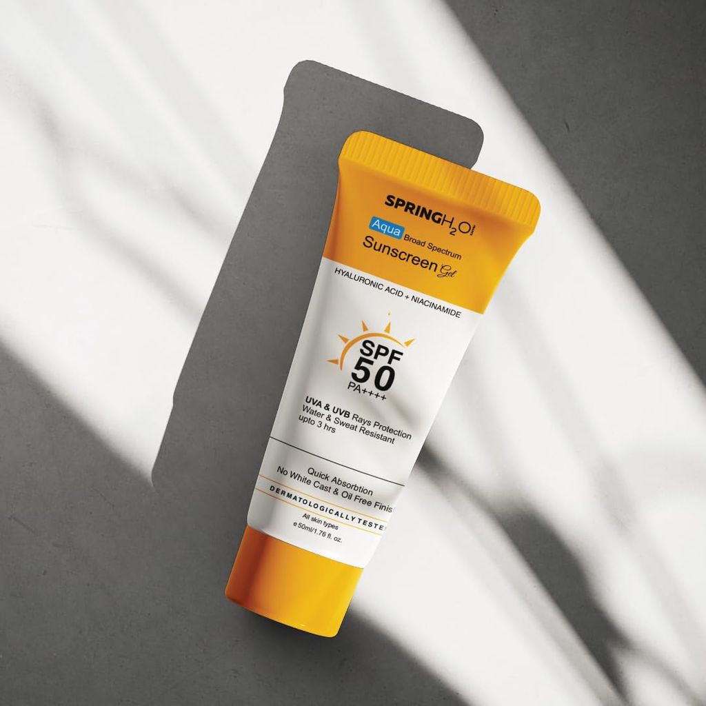 Spring H2O Aqua Sunscreen Gel, Spf 50 Pa+++,Hyaluronic Acid + Niacinamide, Uva & Uvb Protection, 50Ml