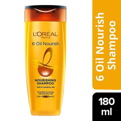 Loreal Paris 6 Oil Nourish Shampoo - Scalp + Hair, Dry & Dull Hair, 180 Ml