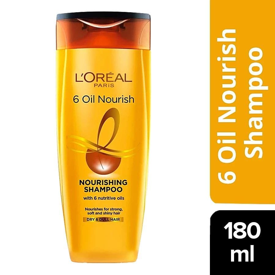 Loreal Paris 6 Oil Nourish Shampoo - Scalp + Hair, Dry & Dull Hair, 180 Ml
