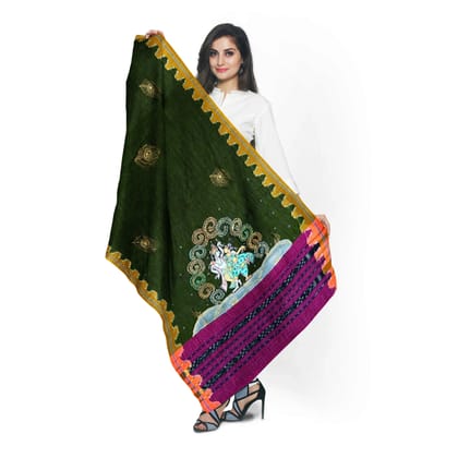 Handpainted Kunja Raasa Pattachitra Sambalpuri Cotton Dupatta