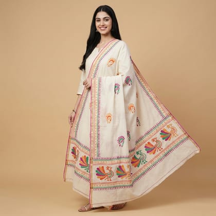 Handloom Cotton Embroidered Dupatta