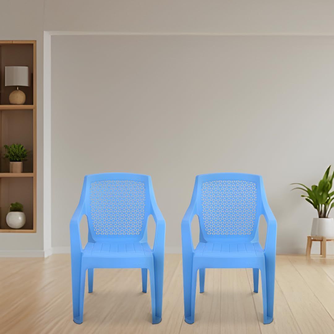 MAHARAJA Chair| Matt Pattern Plastic Chair for Home, Kitchen, Living Room, Office | Bearing Capacity up to 200Kg Plastic Outdoor Chair.