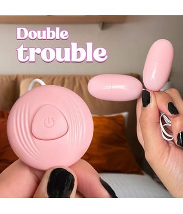 Abhyanga Double Trouble Massager, 10 Speed Vibration With Remote - Pink (Pack Of 1)