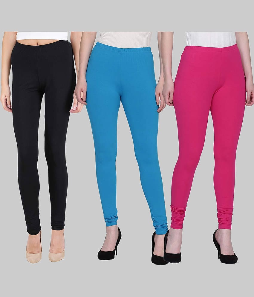 FnMe - Multicolor Cotton Women's Leggings ( Pack of 3 )