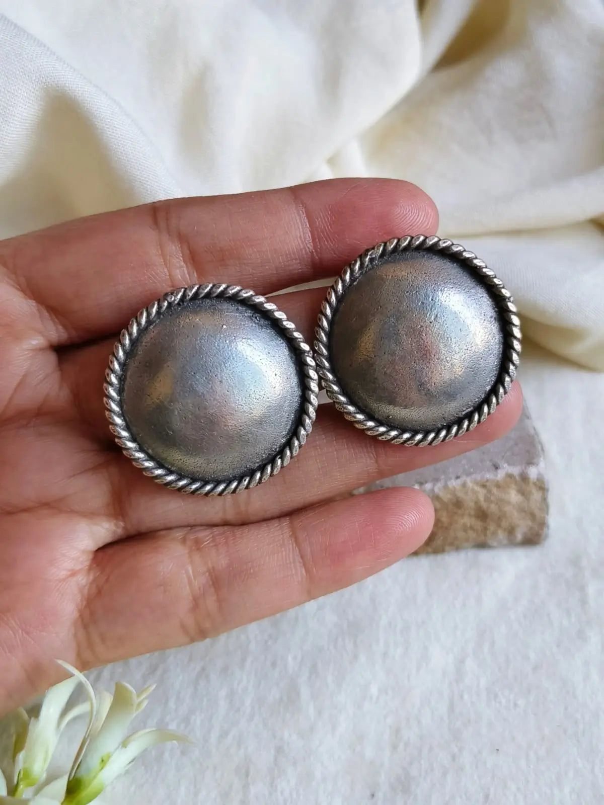 Timeless Silver Coin Stud Earrings | Sarichka