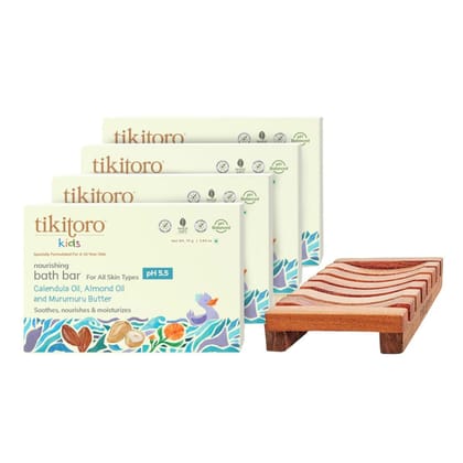 Tikitoro Kids Nourishing Bath Bar | Pediatrician Approved | Murumuru Butter Soap | Soothes, Nourishes and Moisturizes Skin | All Skin Types | Vegan | No Parabens & Sulphates (4-10 Years) (2 x 75g) Tikitoro Kids Nourishing Bath Bar | Pediatrician Approved