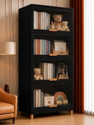 YouCopia 4 Tier Plastic Wardrobe Organizer/Foldable Cupboard for Storage/Stackable Storage Cabinet/Drawers