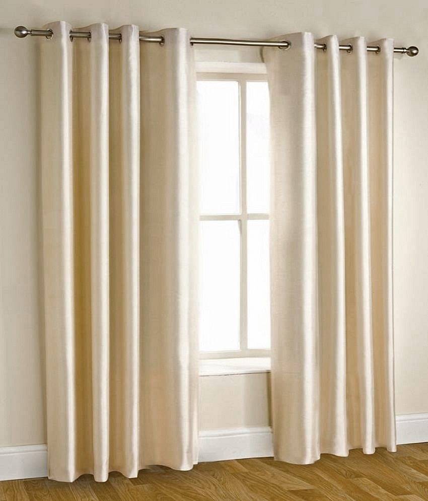 Homefab India Plain Semi-Transparent Eyelet Window Curtain 5ft (Pack of 2) - White