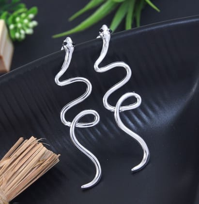 Silver Plated Snake Shaped Western Earring