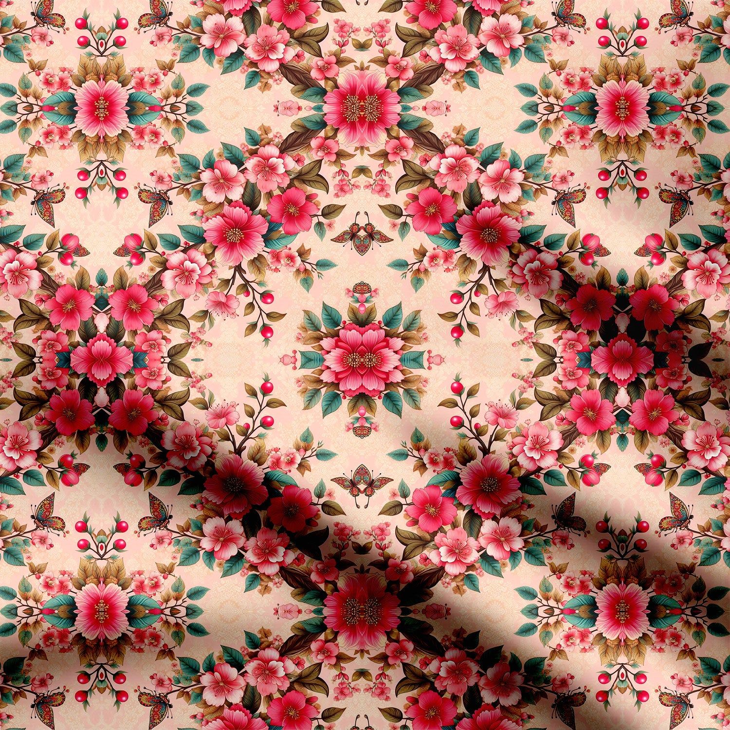 X Floral Abstract Print Fabric-Cotton