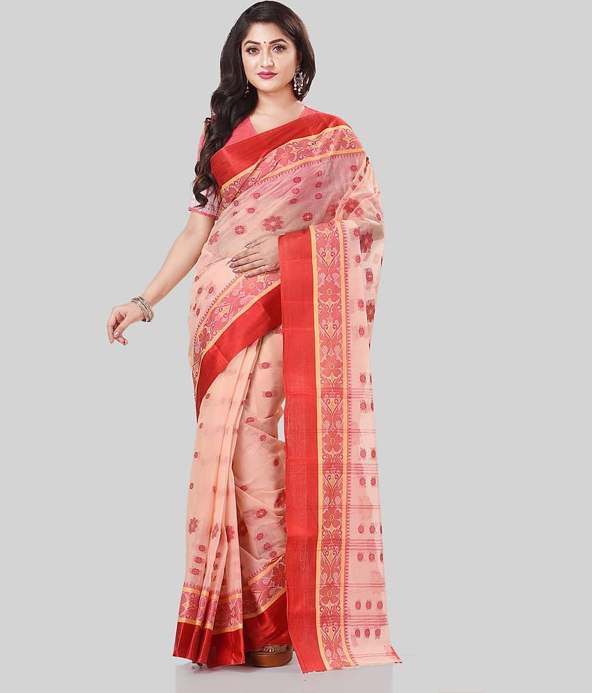 Desh Bidesh Cotton Self Design Saree Without Blouse Piece ( Multicolour )